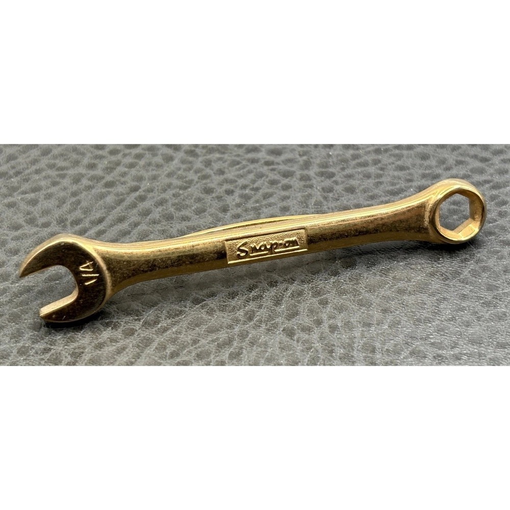 Vintage Snap-On Tools 1/4" Combination Wrench Tie Bar Clip Gold Tone